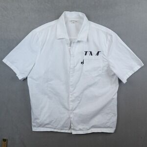 Joshua Mohamed Work Shirt JM White Button Up Short Sleeves Size Large Pocket